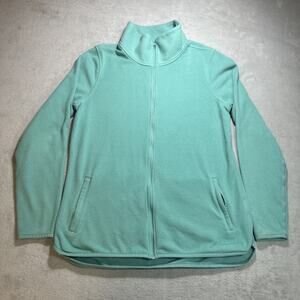 Y2k 2000s LL Bean Zip Up Sweater Ws Medium Light Fleece Gorpcore Warm Teal Blue
